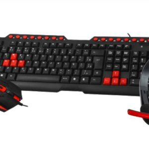 Kit Gamer C3Tech Teclado e Mouse GK-20BK com Headset PH-30BK Preto e Vermelho
