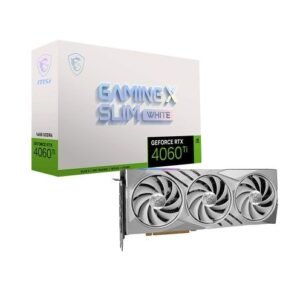 Placa de Vídeo NVidia GeForce RTX4060 TI 16GB DDR6 128Bits GAMING X SLIM WHITE MSI (1x HMDI / 3x DisplayPort) - 912-V517-001