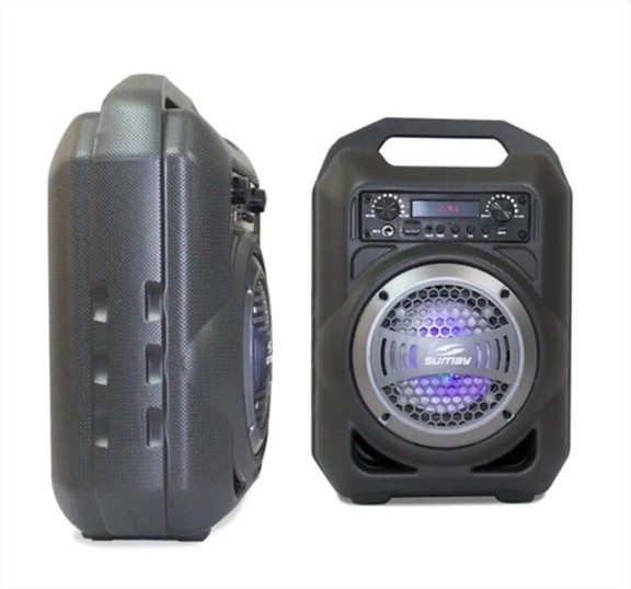 Caixa de Som Portátil 30WRMS Bluetooth Gallon Music Cinza SUMAY - SM-CSP1302