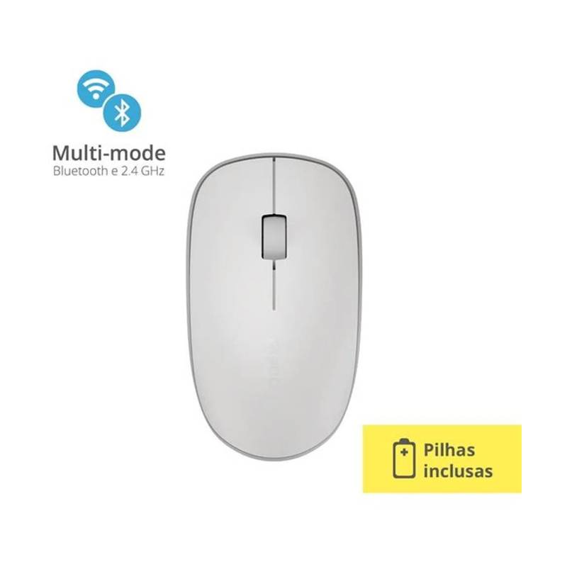 Mouse sem Fio M200 Rapoo 1300 DPI Bluetooth + 2.4Ghz White Multilaser - RA012