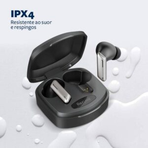 Fone de Ouvido sem Fio TWS AerLive Intra-Auricular com Bluetooth Preto e Cinza Geonav - AER12BK
