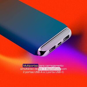 Carregador Portátil Universal Powerbank 12.000mAh 2 Saídas USB + 1 Saída USB-C Geonav - PB12KMB